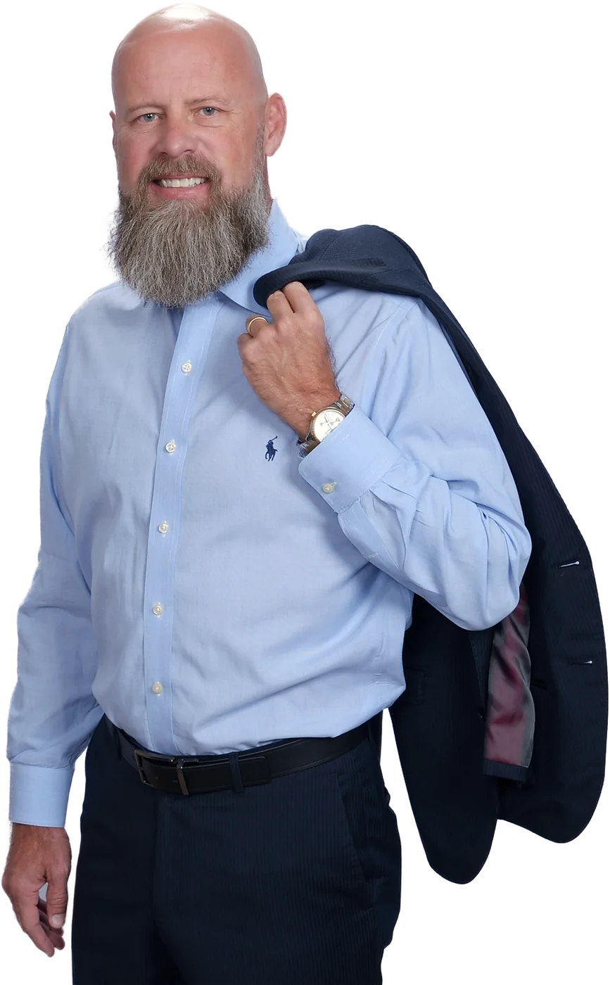 Joe Cook in shirt sleeves with his jacket over his shoulder